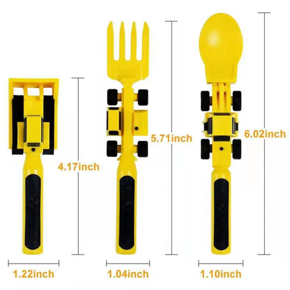 Festival Kids Tableware Suit Bulldozer Excavator Shovel Plate Fork Spoon Dinnerware Set Children Dinosaur Tableware Gadget
